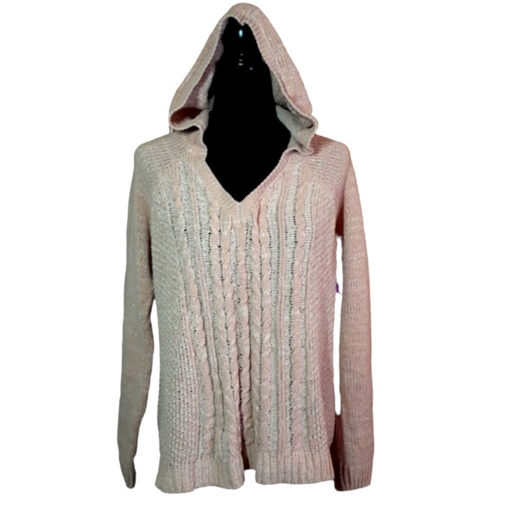 SO Tunic Cable Knit Hoodie Soft Dusty Rose Stretchy‎ sz XL New